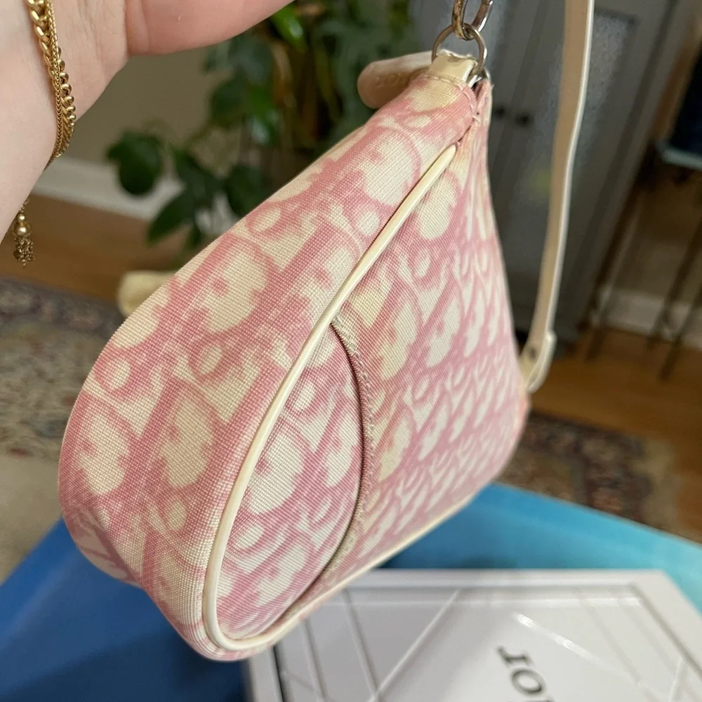 Dior Pink Oblique Logo Mini Canvas Saddle Bag - Picture 12 of 17